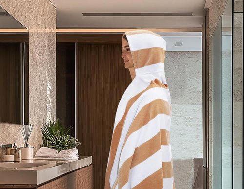 COTTON CRAFT Hooded Beach Towel - Oversized XXL 35x84 Soft Cotton Velour Towel for Adults | Big Kahuna Design