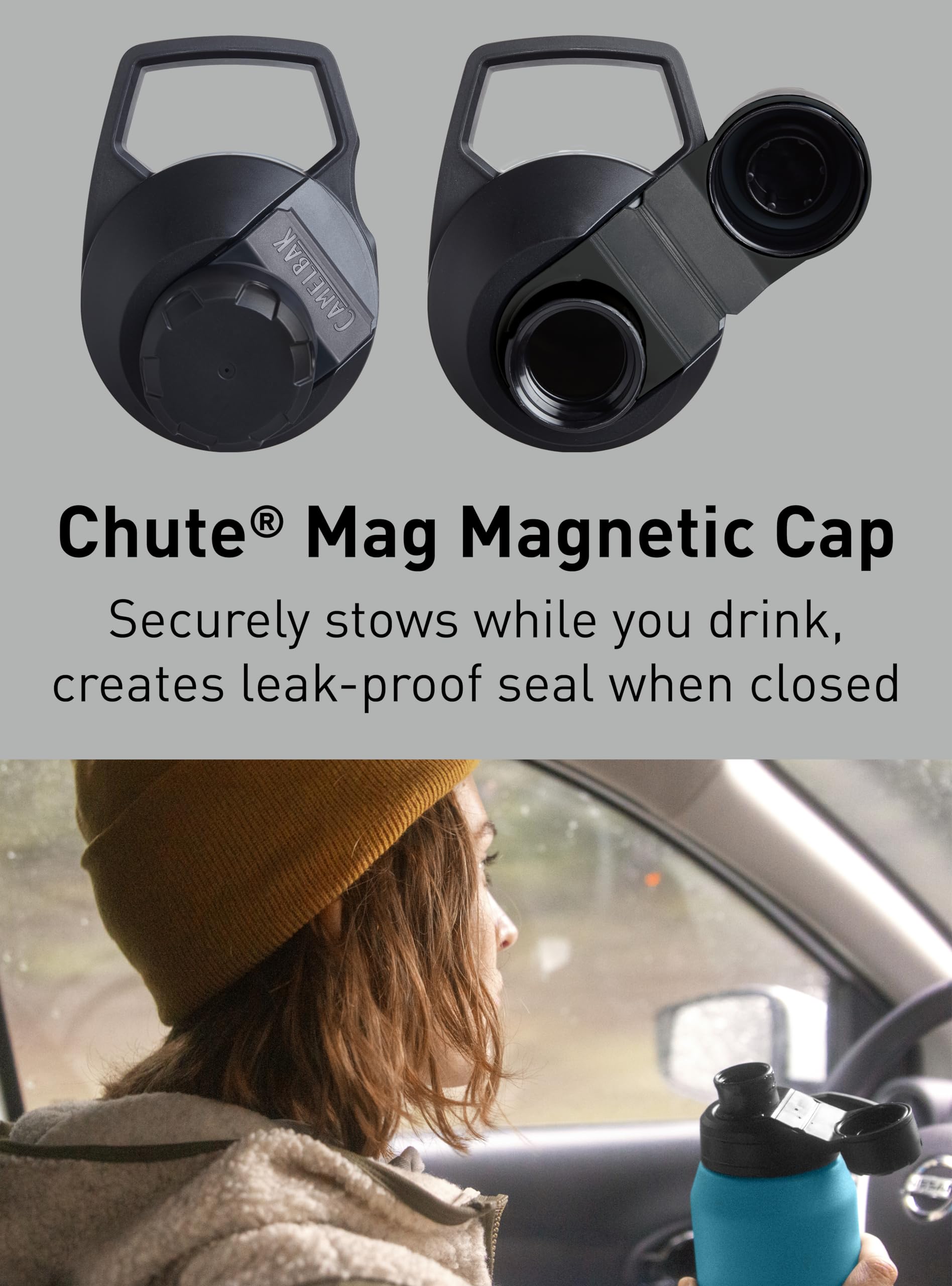 CamelBak Chute Mag Vacuum Insulated Stainless Steel Water Bottle, Magnetic Leak Resistant Cap for Everyday Hydration, 20oz, Moss