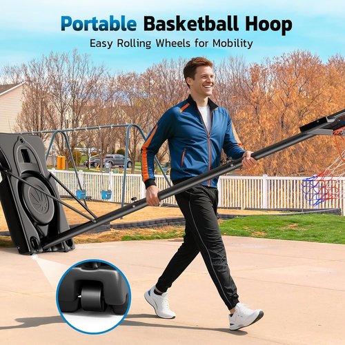 46" Portable Basketball Hoop by [Brand Name] - Adjustable Goal with Solid Steel Rim & Extra-Large Base for All Ages