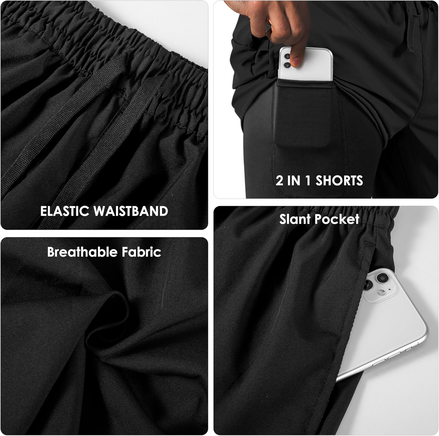 Tyzrdnac Men's 2-in-1 Athletic Shorts - Quick Dry, Lightweight & Sweat-Wicking Gym Wear