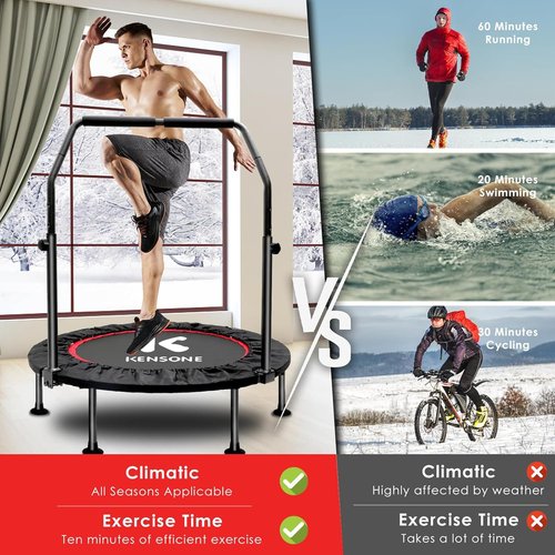 KENSOINE Foldable Mini Trampoline - Indoor Fitness Rebounder for Kids & Adults | Max Load 450 lbs