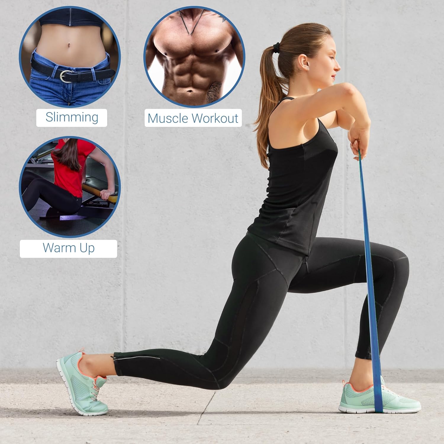 TechStone Resistance Bands Set - 5-Level Loop Exercise Bands for Home Gym & Yoga | Includes Carry Bag