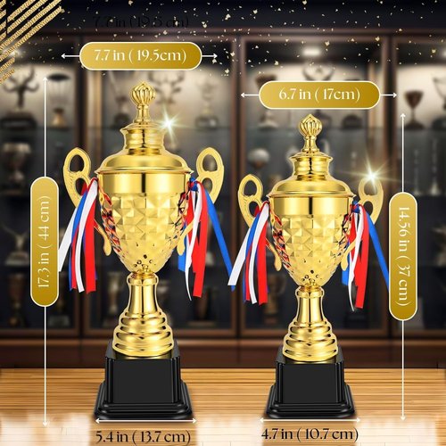 Flexzion Gold Trophy Award - Large Trophy Cup for Sports, Competitions & Achievements | Perfect for Champions