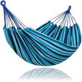 SUNCREAT Hammocks Outdoor Camping Double Hammock, Extra Large 2 Person Hammock for Camping, Blue Stripes