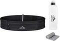 Zelvot Running Belt - Adjustable Fanny Pack with 355ml Water Bottle & Phone Holder | Waterproof for Jogging, Hiking, Marathon (Black, Medium)