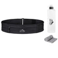 Zelvot Running Belt with 355ml Water Bottle, Extension Strap & Phone Holder, Adjustable Running Fanny Pack with Gym Towel, Waterproof Belt Bag for Women Men for Jogging Hiking Marathon (Black, Medium)