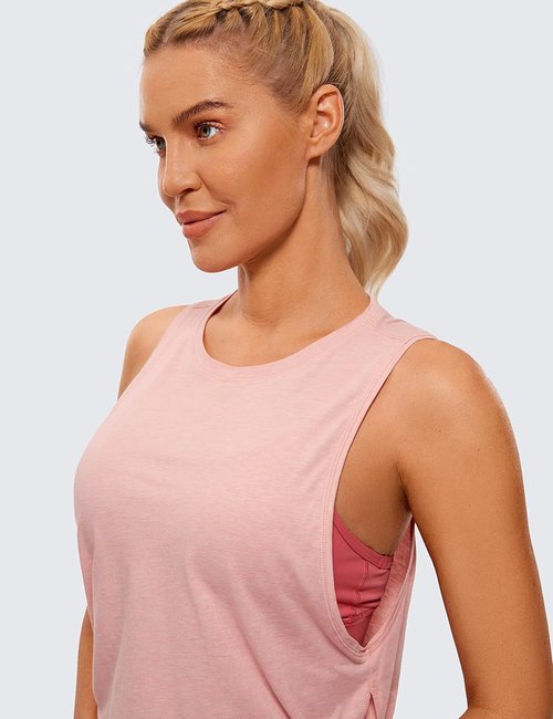 CRZ YOGA Pima Cotton Tank Tops for Women - Loose Sleeveless Athletic Crop Shirts | Perfect for Yoga & Gym