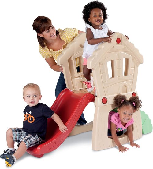 Little Tikes Hide and Seek Climber - Fun Outdoor Playset for Kids Aged 1-4 Years - Red/Cream/Green