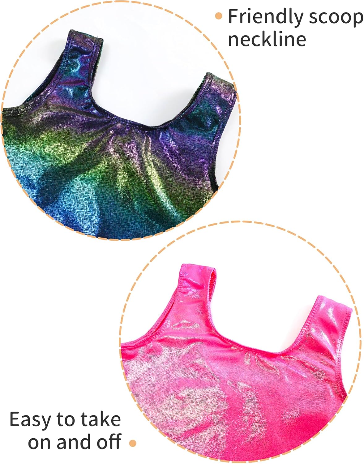 Skiennix Girls' Sparkly Gymnastics Leotard - Sleeveless Tumbling Unitard | 2 Pack, Comfortable Fit