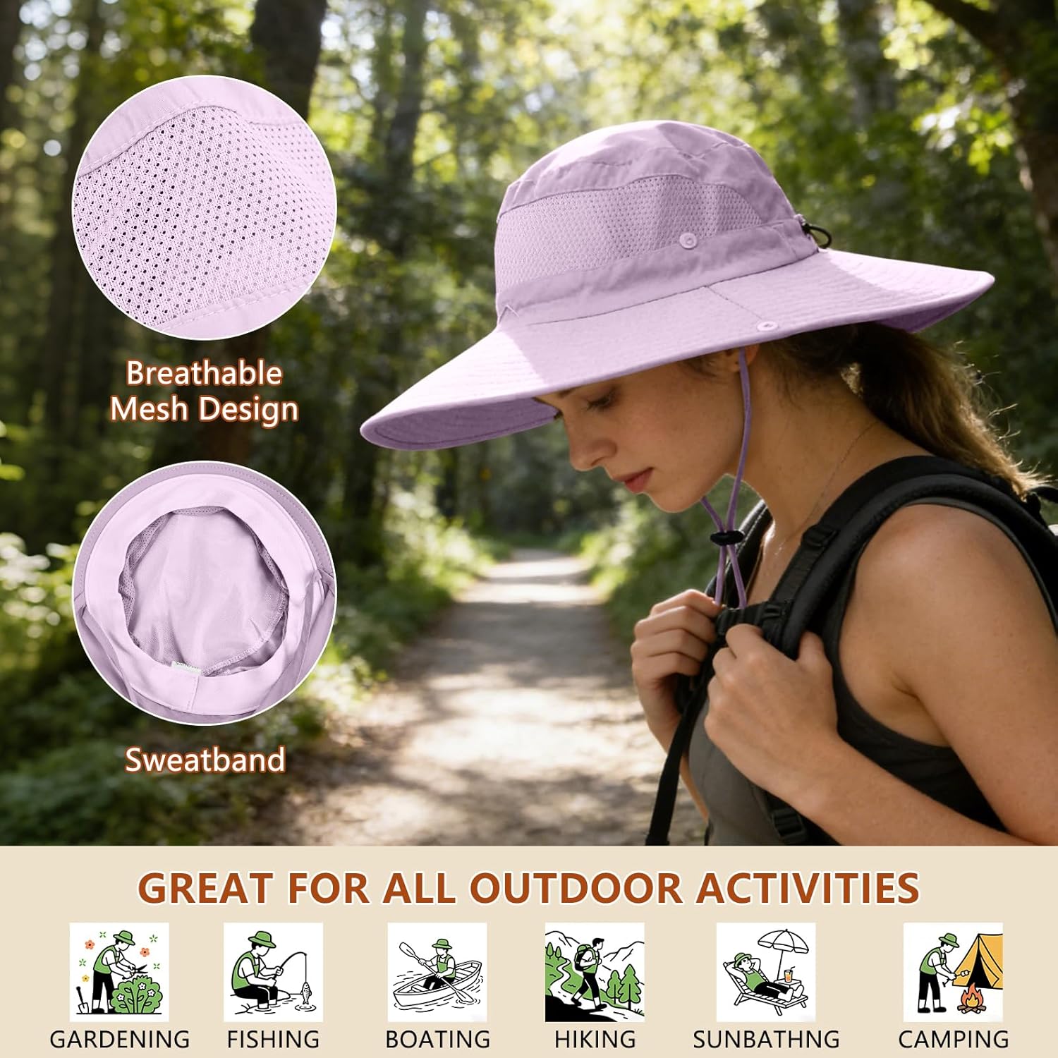 ZOORON Sun Hat - Waterproof Fishing Hat with Neck Flap | UPF 50+ Wide Brim for Hiking & Safari