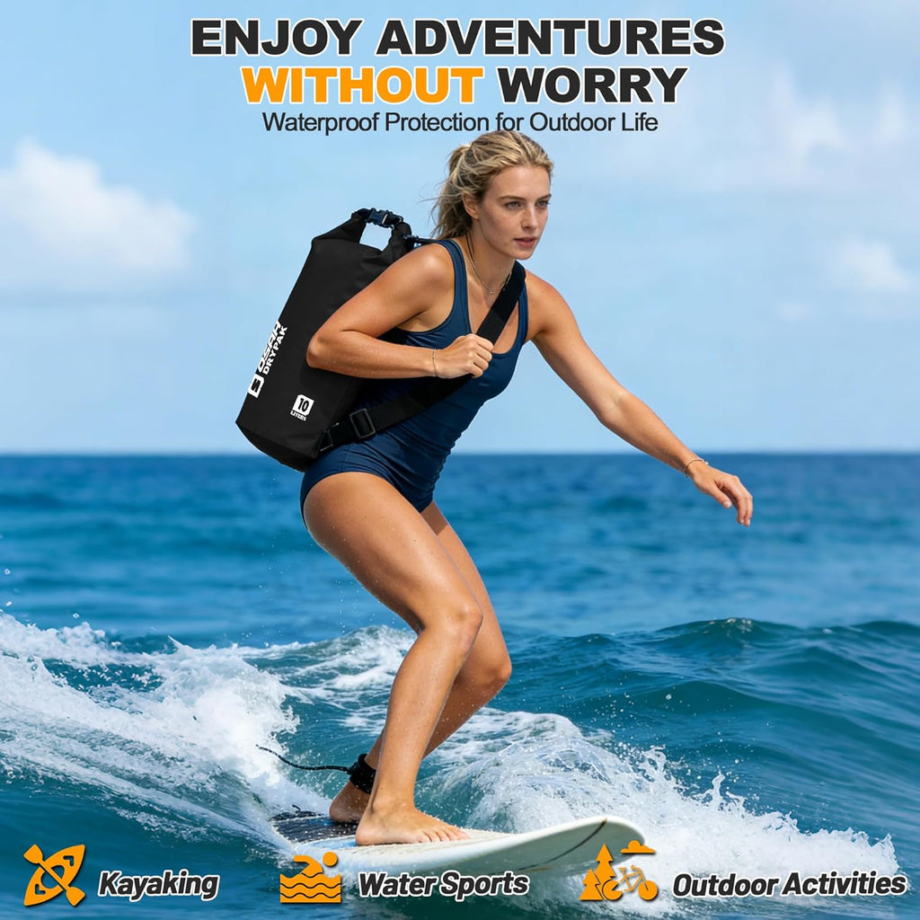 Skiennix Waterproof Dry Bag - Lightweight Roll Top Storage Backpack with Phone Case | 5L/10L/20L/30L/40L for Travel, Swimming, Kayaking, Camping & Beach