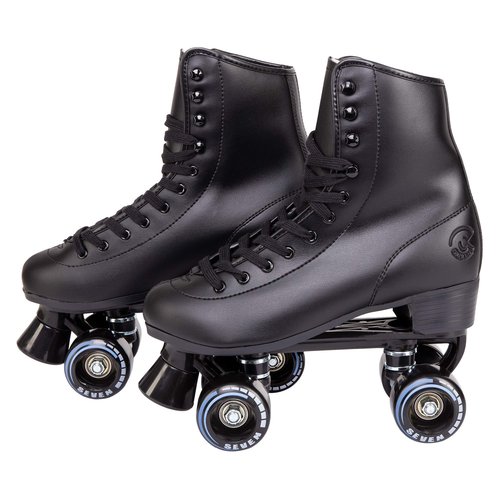 C SEVEN C7skates Quad Roller Skates | Retro Design (Black, Women's 11 / Men's 10)