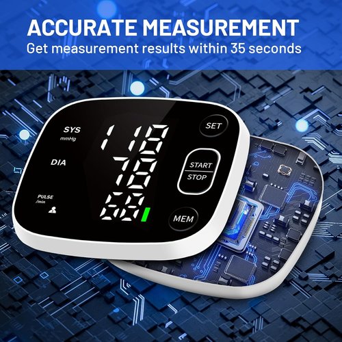 Blood Pressure Monitor - Skiennix Rechargeable Automatic Wrist Cuff with Voice Broadcast | 2 User Memory