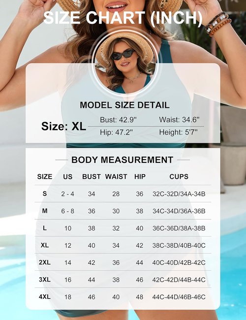 Blooming Jelly Plus Size Tummy Control One-Piece Swimsuit - Modest Swim Dress for Full Coverage