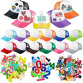 Hercicy 12 Pack DIY Trucker Hats Kit, Sublimation Blank Baseball Caps with 120 pcs Embroidered Patches DIY Craft for Party