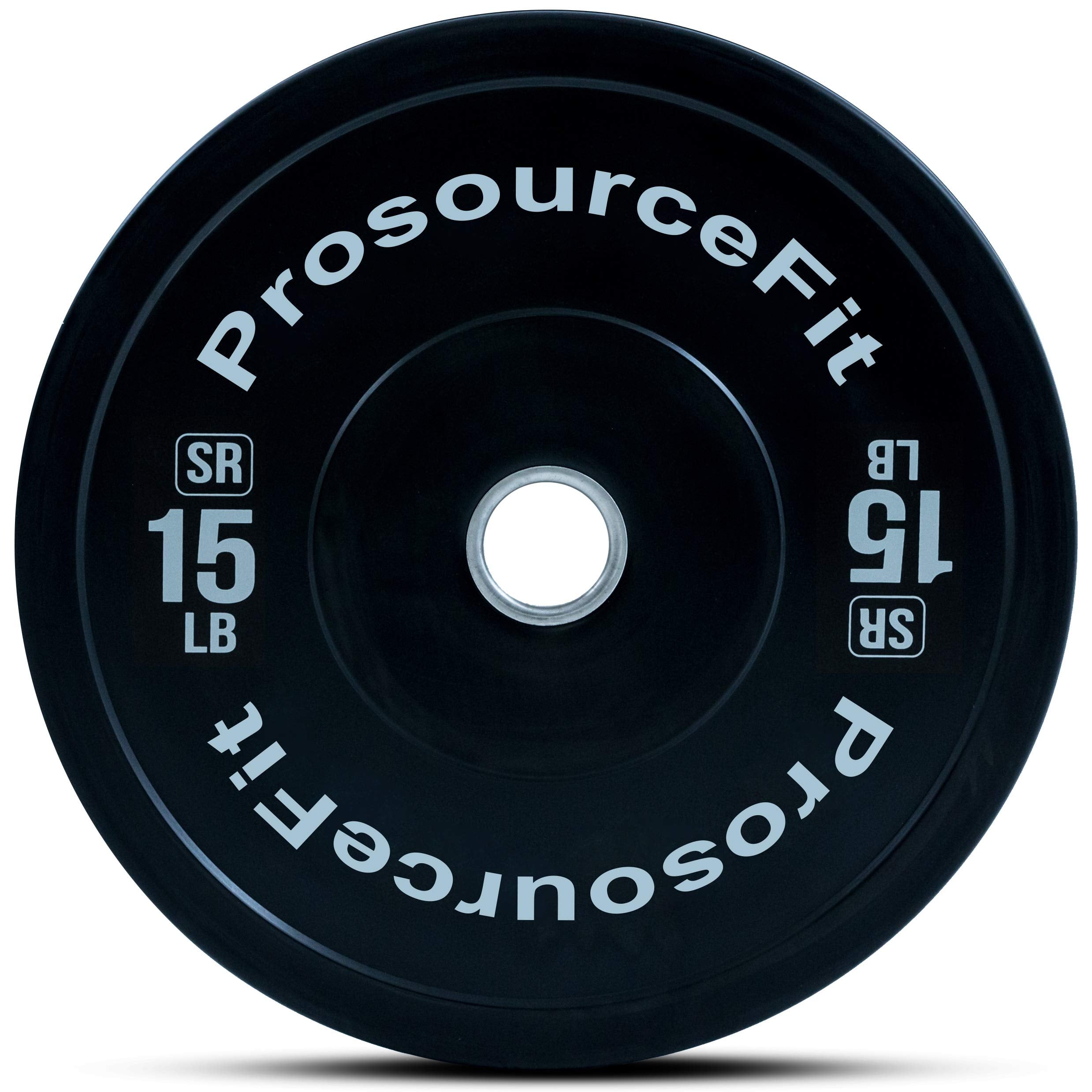 ProsourceFit Solid Rubber Bumper Plates (Sold Individually) with Steel Insert, 15lb, Strength Training and Cross Conditioning, Power Lifting
