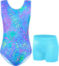 Regine Switzerland Gymnastics Leotards for Girls - Shiny Sleeveless 2-Piece Outfit with Shorts (Ages 4-12)