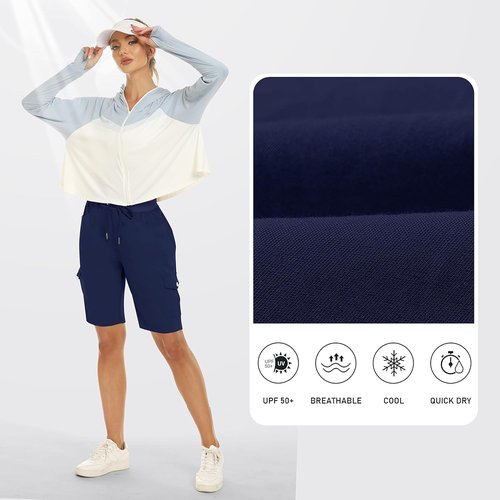 MoFiz Women's Hiking Cargo Shorts - Lightweight Quick-Dry Design with 6 Pockets | Perfect for Summer Travel
