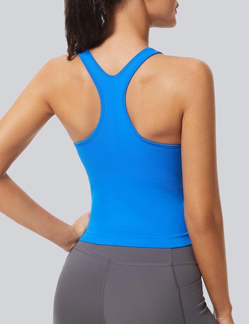 MathCat Racerback Workout Tank Tops for Women - Seamless Athletic Yoga Tops with Built-In Bra