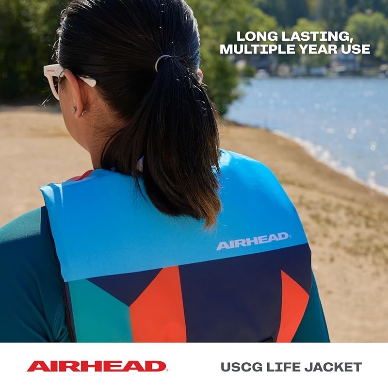 Airhead Adult Universal Life Vest - USCG Approved Boating Vest with 4 Buckles & Leg Strap