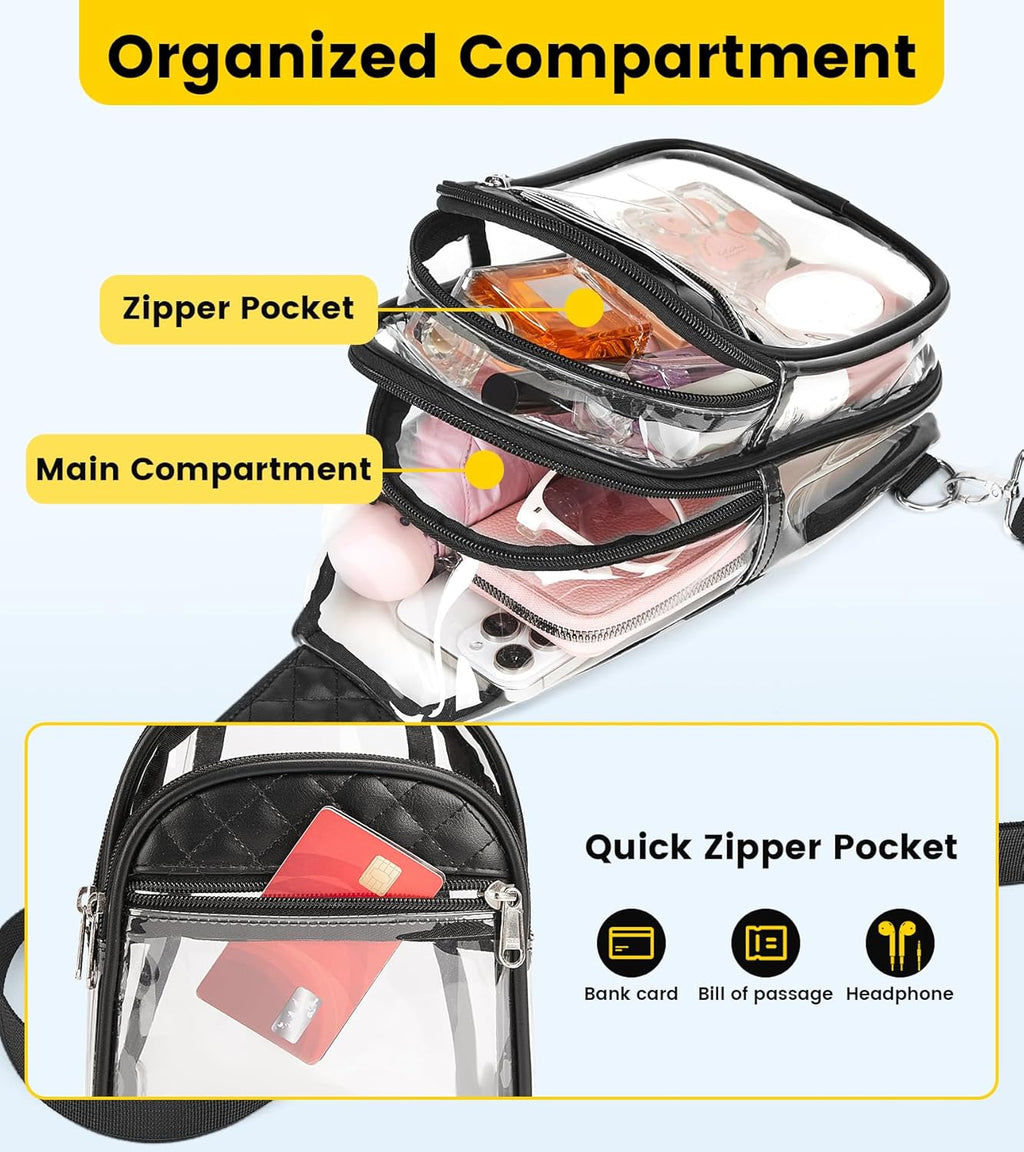 Vorspack Clear Bag for Stadium Events - Crossbody Bag for Women Clear Stadium Bag for Concerts Sports Festivals