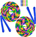 Long Double Dutch Jump Rope - 16 Ft | 2 Pack for Kids & Adults - Beaded Segmented Design