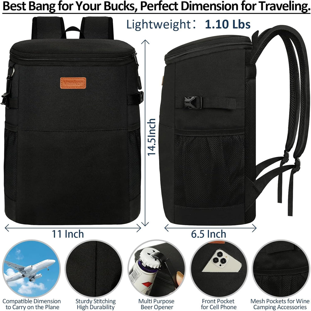 Skiennix Camping Cooler Backpack - Insulated & Leak-Proof for 30-45 Cans | Waterproof Thermal Bag for Travel, Picnics & Beach