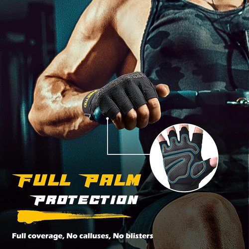 FREETOO Workout Gloves - Full Palm Protection & Ultra Ventilated Design for Weight Lifting | Men's Size
