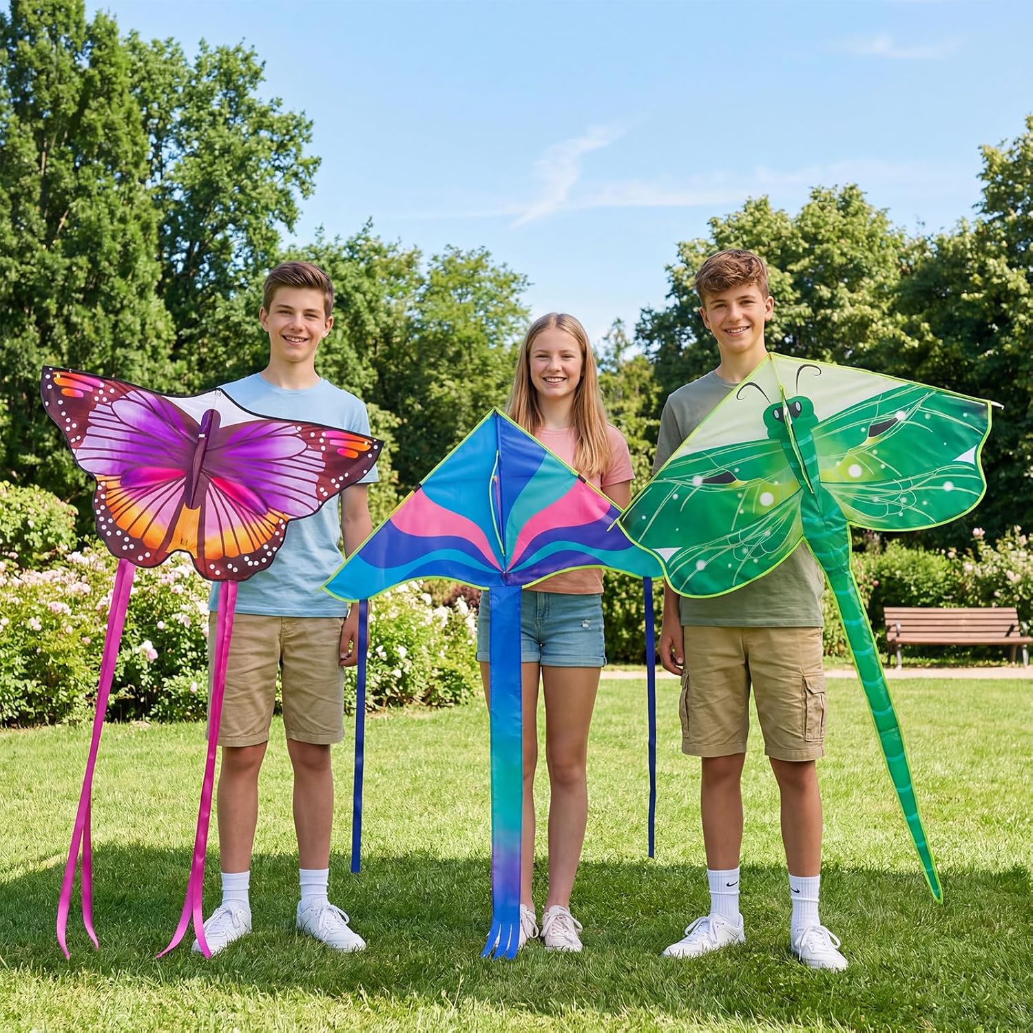 Skiennix Large Butterfly Delta Kites - Easy to Fly for Kids & Adults | Perfect for Beach & Park Fun