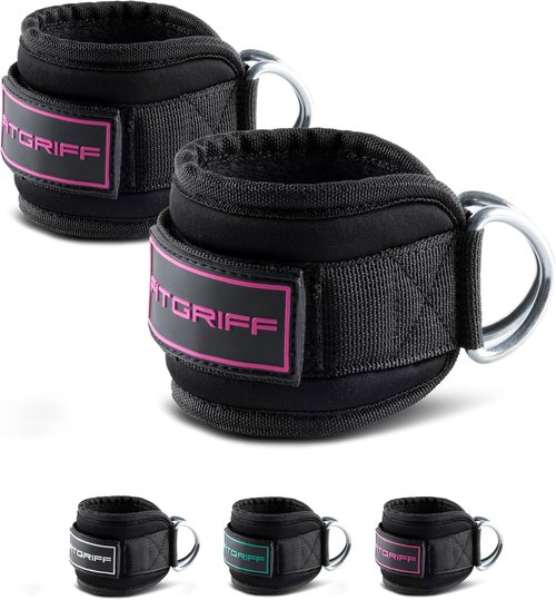 Fitgriff® Ankle Straps V3 - Leg Pulley Attachment for Cable Machines | 2-Piece Gym Workout Equipment