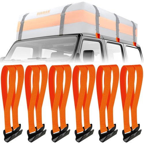 6 Rooftop Cargo Tie Down Hook Straps - Secure Any Car Roof Bag, Roof Rack Cargo Carrier, or Car Top Carrier, Durable and Solid, No Roof Rack Required, Compatible with Most Cars - Registered Patent