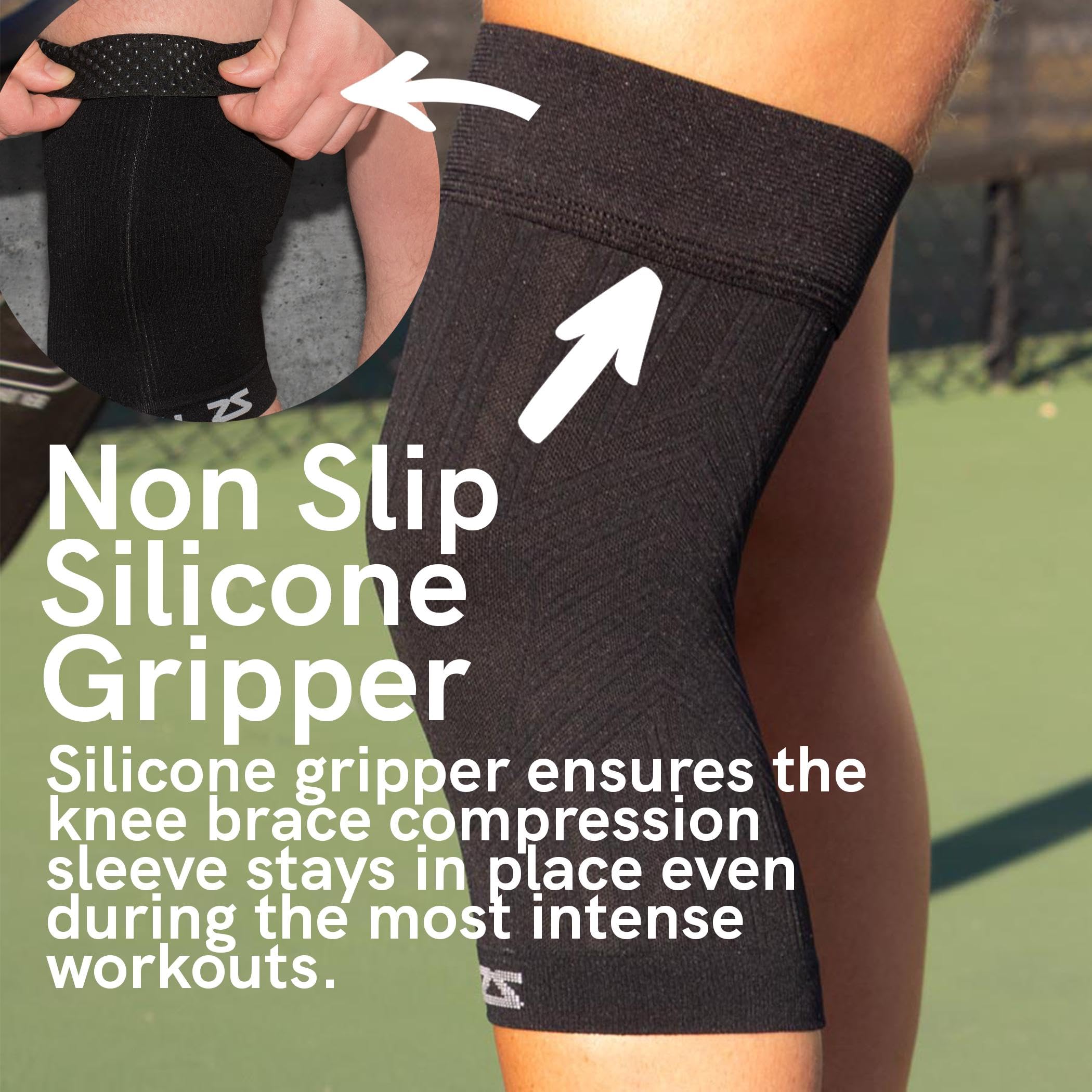 Zensah Compression Knee Sleeve - Knee Brace to Relieve Knee Pain and Treat Runners Knee for Men and Women (Medium, Midnight Black)
