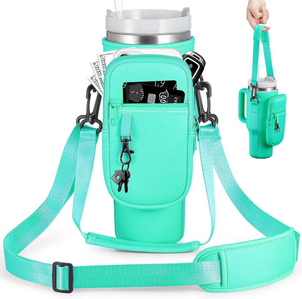 Stanley Water Bottle Carrier Bag - Insulated Neoprene Holder with Phone Pocket | Adjustable Strap, Pink