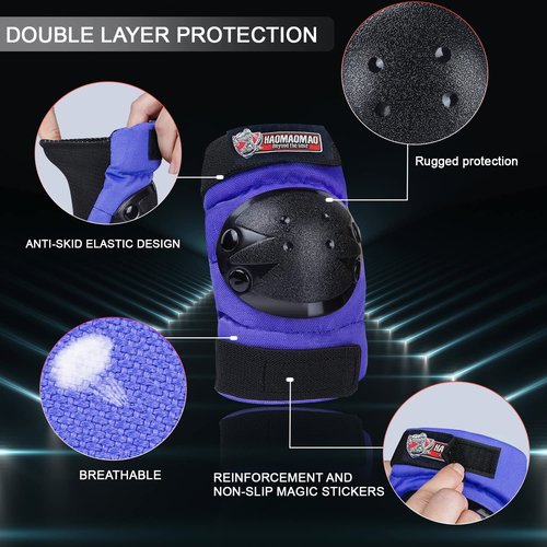 Haomaomao Adult & Kids Knee Pads Elbow Pads Wrist Guards Protective Gear Set for Roller Skates Scooter Inline Skating Cycling BMX Bike Skateboard Riding and Outdoor Extreme Multi-Sports