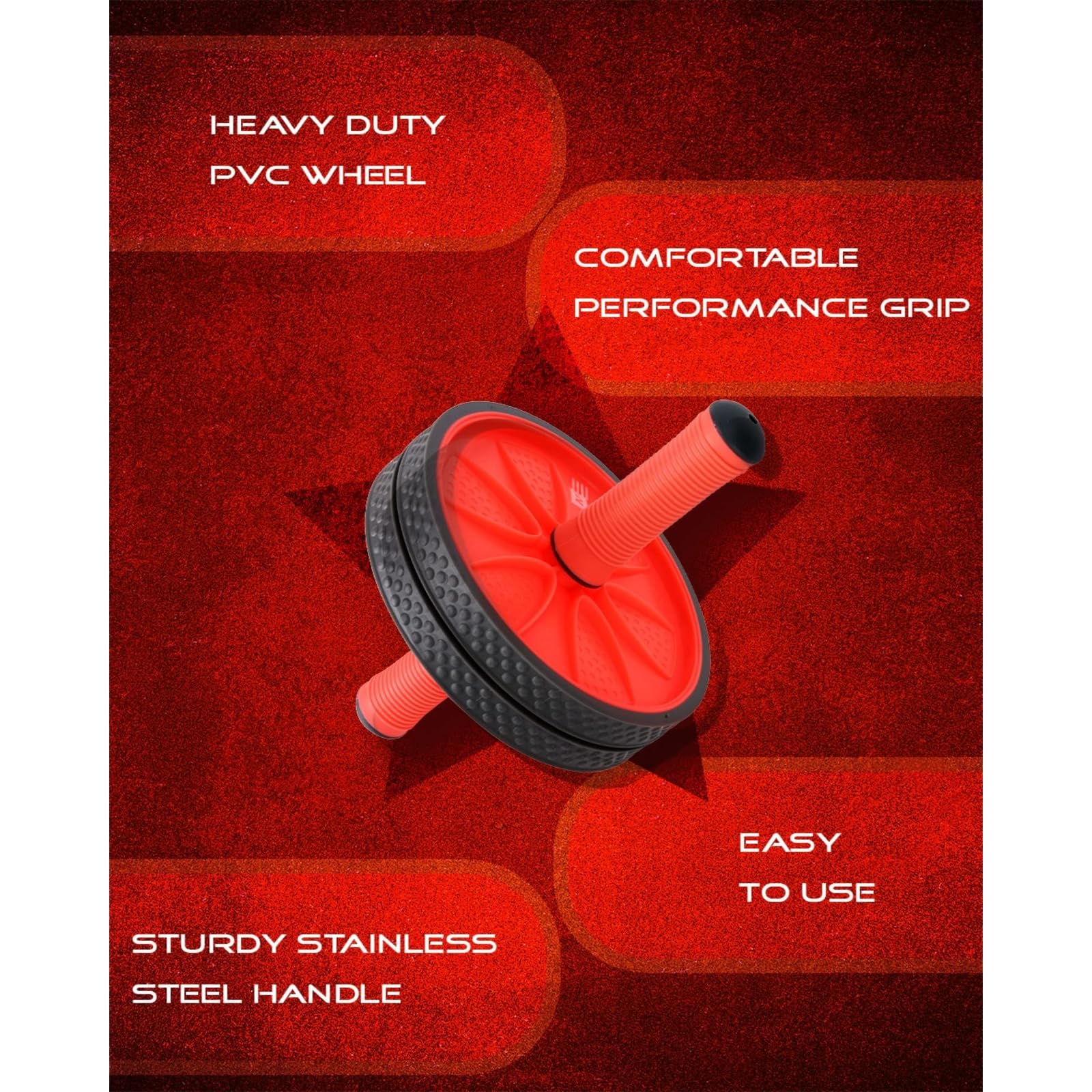 WOD Nation Ab Roller - Black & Red, Modern Core Fitness Equipment for Home Gym & Travel - Ab Wheel for Workout & Core Stability