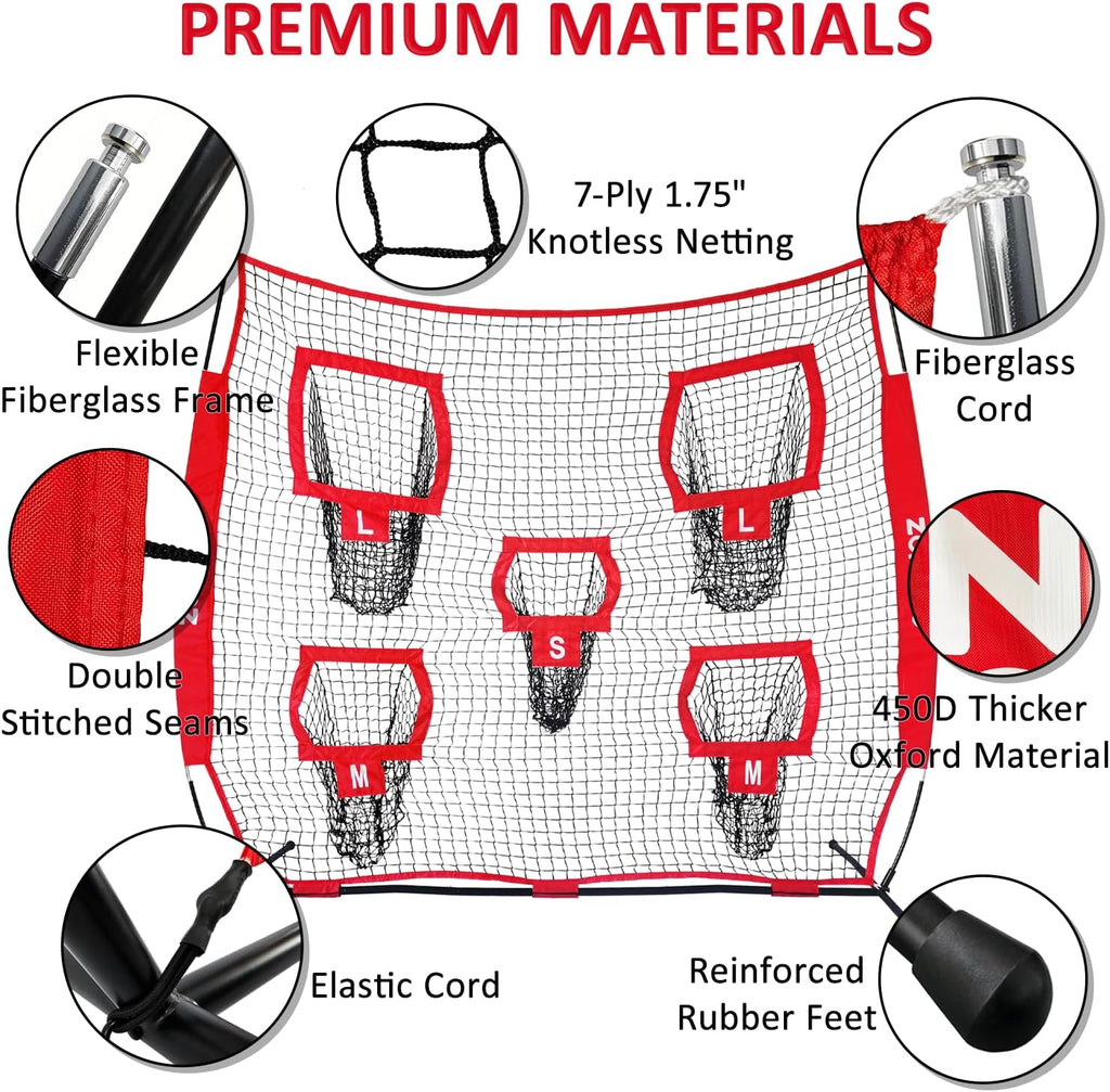 Skiennix Football Throwing Net - 7x7ft Training Target with 5 Size Options | Ideal for Quarterbacks & Easy Carry Bag
