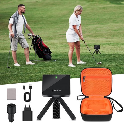 BliFulde Carrying Case Compatible with Garmin Approach R10 Golf Launch Monitor, Custom-Insert Organizer Compact Storage Holder with Mesh Pocket for USB Cable, Charging Adapter (Orange)