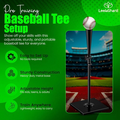 Baseball Batting Tee - Premium Portable Design | Height Adjustable 24" - 37" for All Ages
