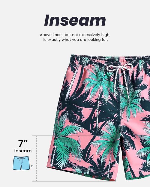 Maamgic Men's Swim Trunks - Quick Dry Bathing Suits with Mesh Lining | Fun 7-Inch Swim Shorts