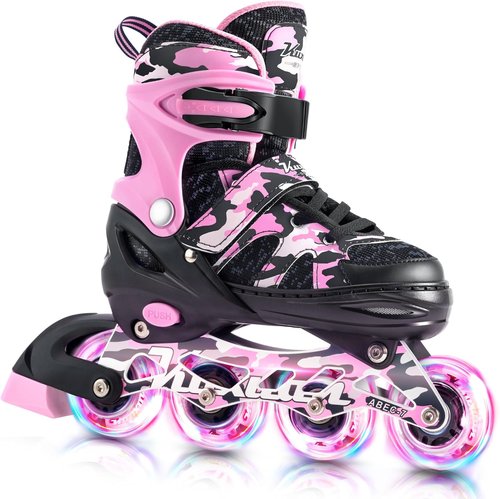 Kuxuan Adjustable Inline Skates - Light-Up Wheels for Kids & Youth | Fun & Colorful Design