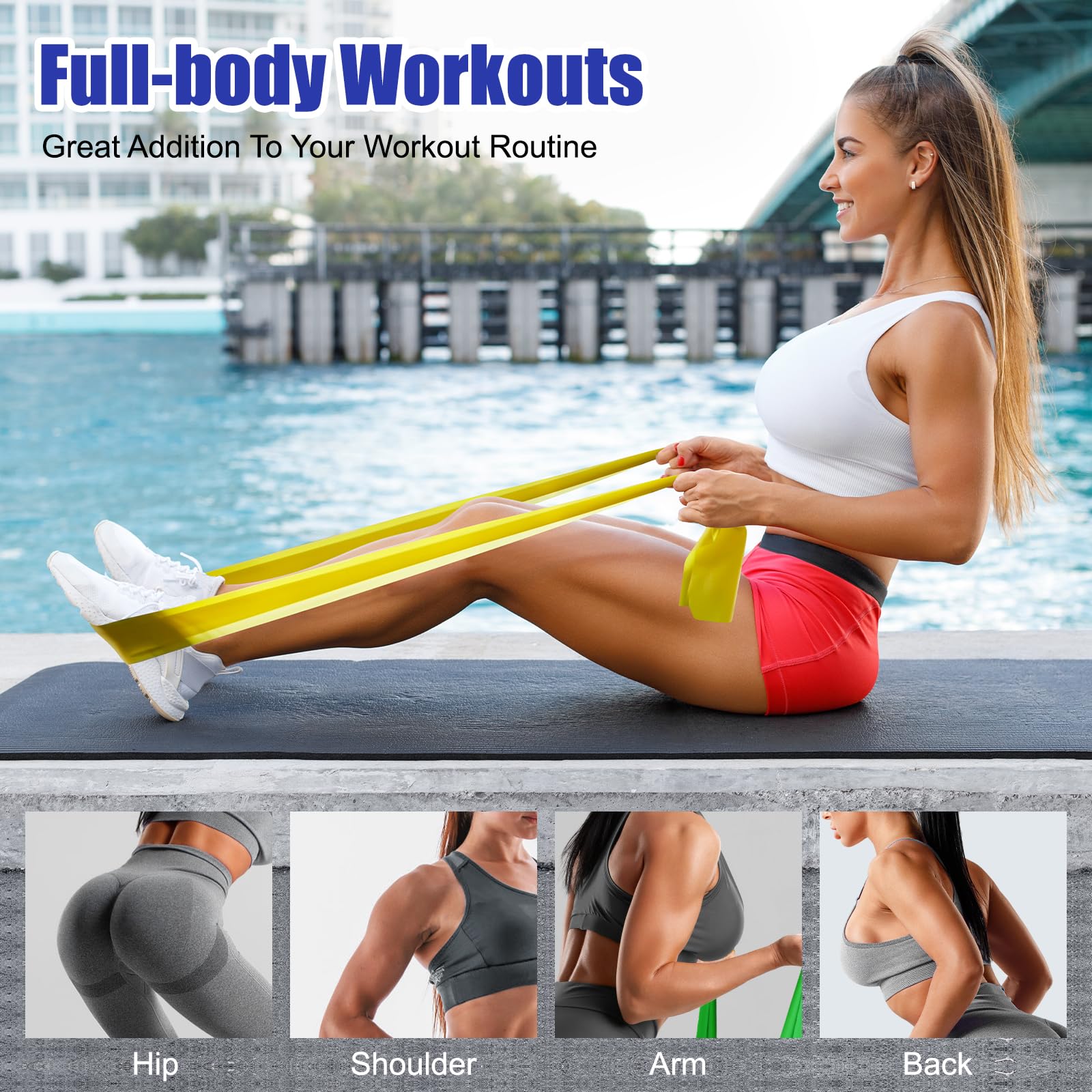 Latex Flat Resistance Bands for Physical Therapy and Rehab, Pilates, Yoga