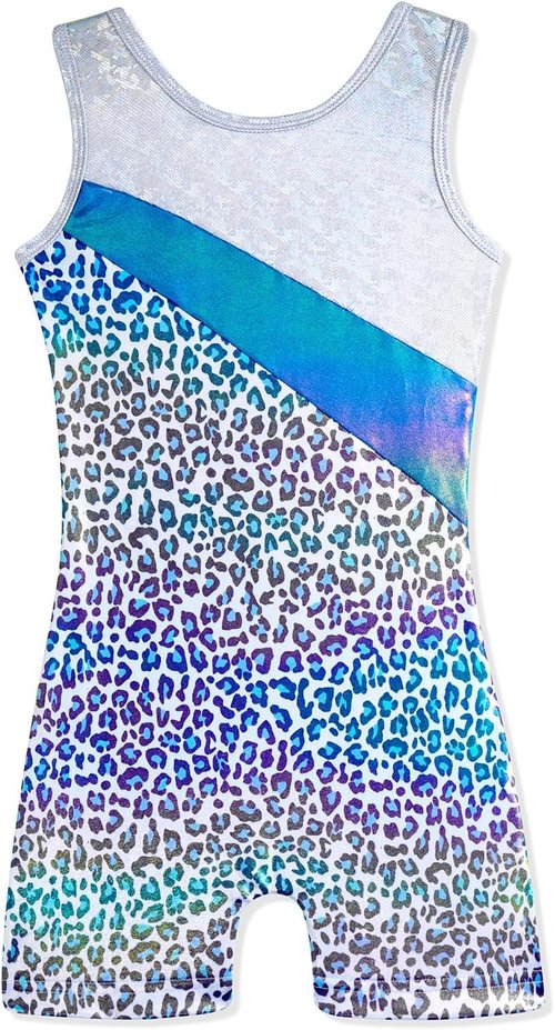 HOZIY Leotards for Girls - Stylish Gymnastics Biketard with Snowflake Ribbon Design | Blue, Purple, Hot Pink