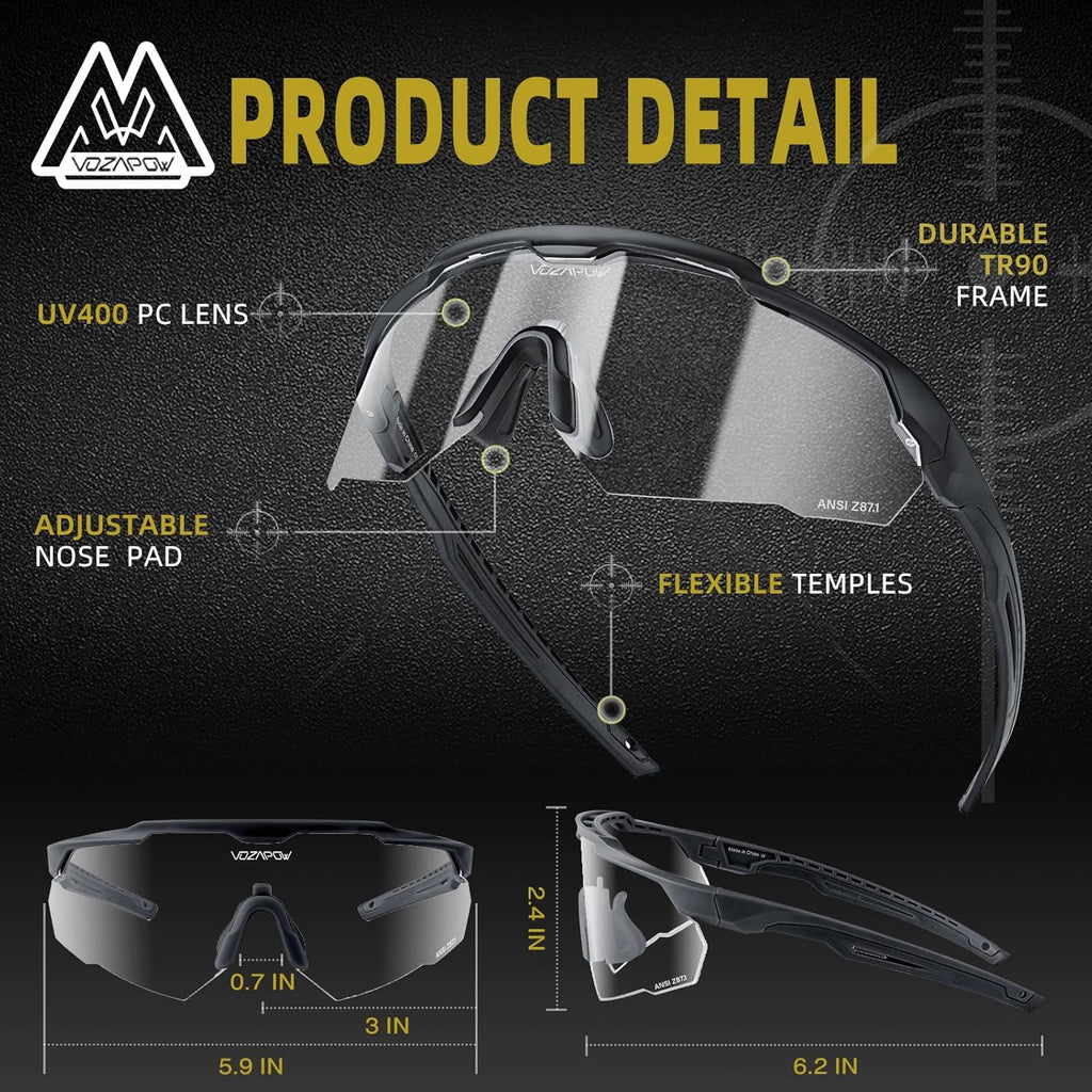 Skiennix Shooting Glasses - Anti-Fog High Definition Lenses | ANSI Z87+ Certified Tactical Safety Glasses for Men & Women