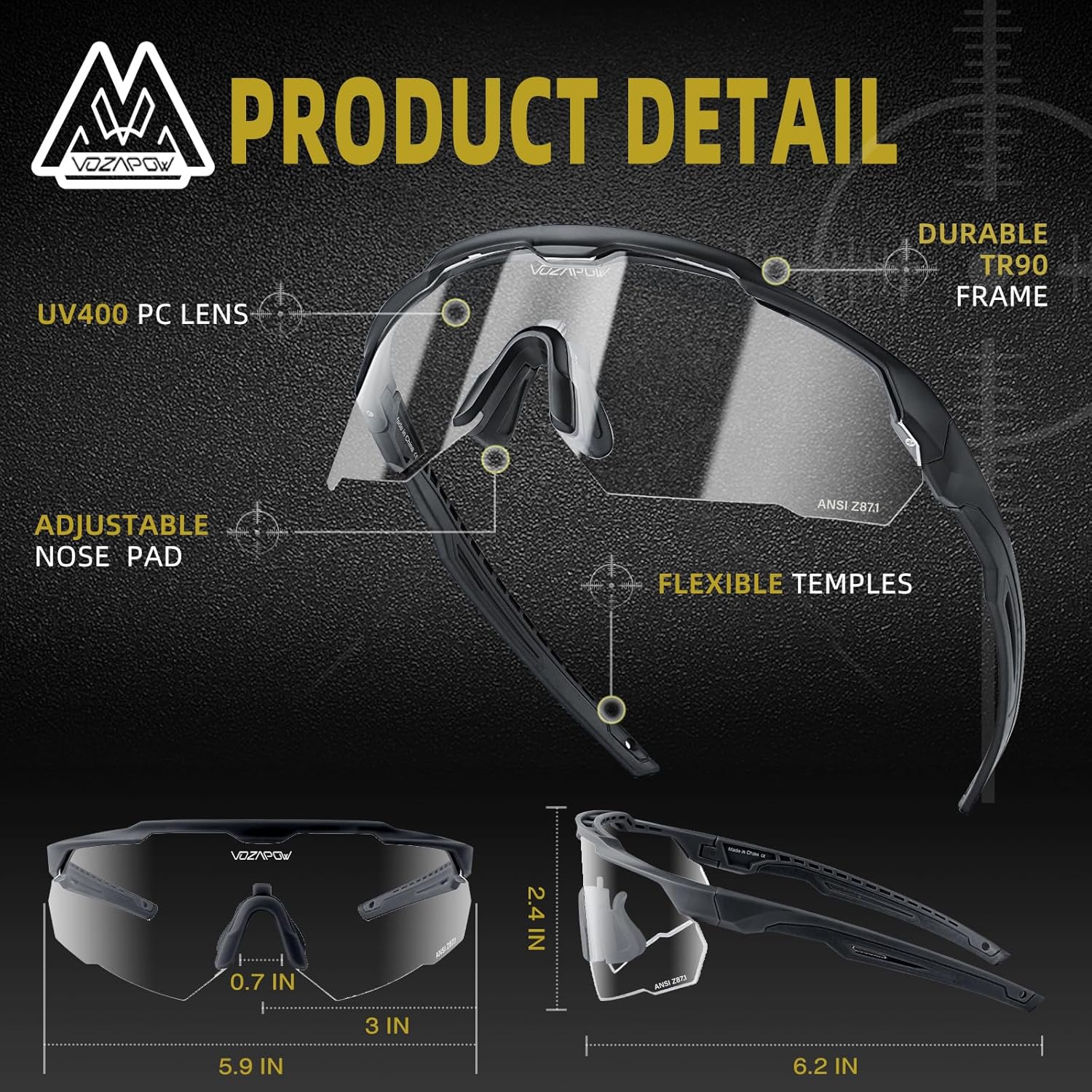 Skiennix Shooting Glasses - Anti-Fog High Definition Lenses | ANSI Z87+ Certified Tactical Safety Glasses for Men & Women