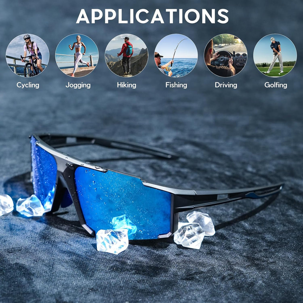 Solsun Polarized Sunglasses - UV Protection Sport Wrap-Around Design for Men & Women | Ideal for Fishing & Cycling