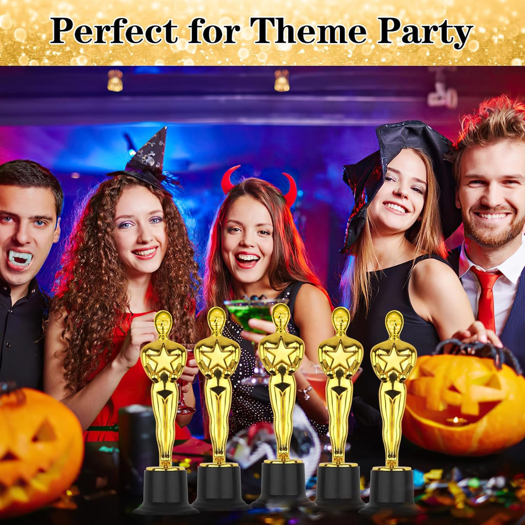 WINKIO Gold Award Trophies - Pack of 6 Mini Plastic Statues for Events, Sports & Appreciation Gifts