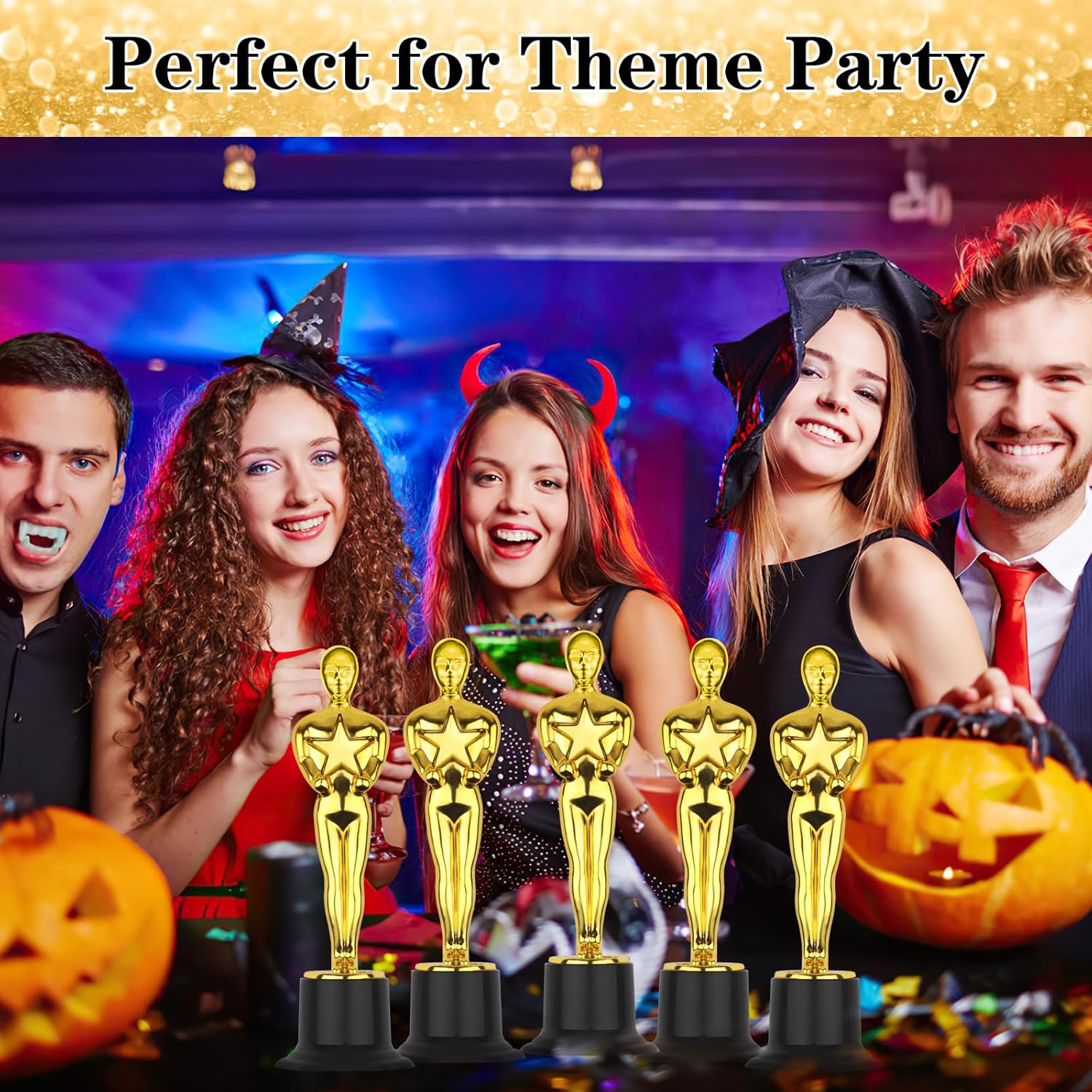WINKIO Gold Award Trophies - Pack of 6 Mini Plastic Statues for Events, Sports & Appreciation Gifts