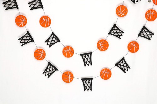 Basketball Hoop Garland Decorations - Sports-Themed Banner for Game Day Parties & Celebrations