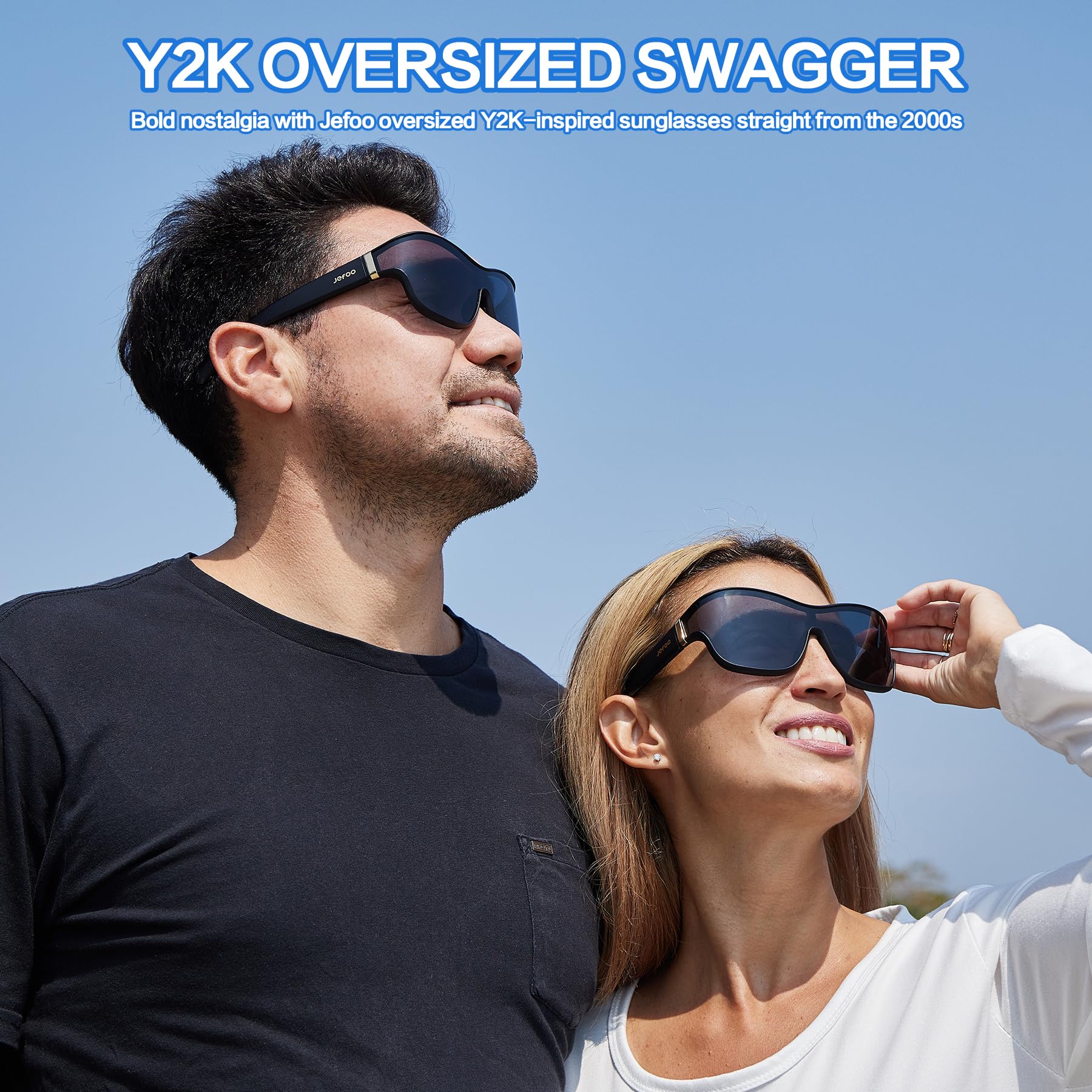 Jefoo Fit Over Glasses Oversized Polarized Sports Sunglasses for Women Men Trendy Retro Sun Glasses UV400 Protection