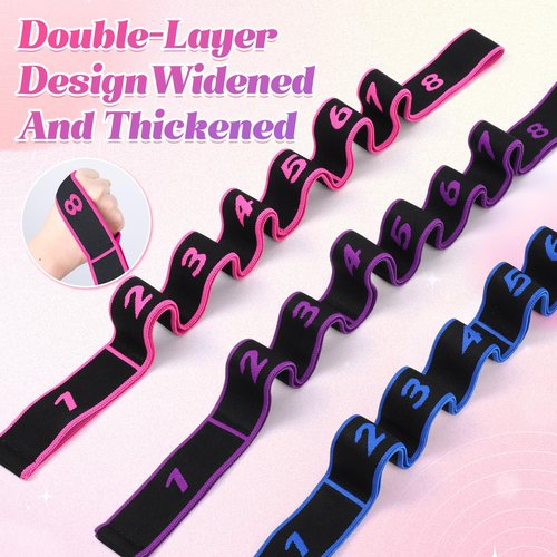 Fitness Resistance Bands with Handles, 2026 Upgrade Fitness Resistance Band for Stretching and Yoga, Fashion Puller Exercise, Adjustable Leg Stretcher Bands for Full Body Stretching Shaping (3pcs-B)